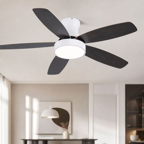 Ventilateur de plafond avec lumière 42 pouces, pales en bois, moteur silencieux, LED 18W tricolore, télécommande, réversible (1/4)