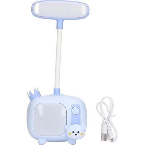 LED-Schreibtischlampe für Kinder, flexibel mit TV-ähnlichem Fuß und USB-Ladeanschluss, sanftes Licht zum Lernen – Blau (1/5)