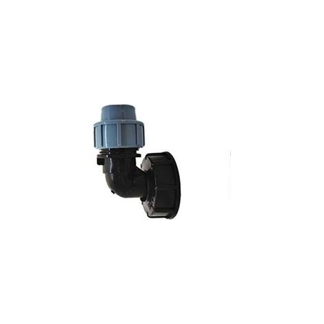 Adaptateur de réservoir IBC S60X6 - Raccord de tuyau pour réservoir d'eau IBC - Coude de sortie de 25 mm (1/5)