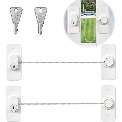 Lot de 2 verrous de sécurité pour armoires et fenêtres pour enfants, avec adhésif puissant ou fixation par vis,convient aux fenêtres et réfrigérateur Armoire Tiroir Laveuse Placard etc