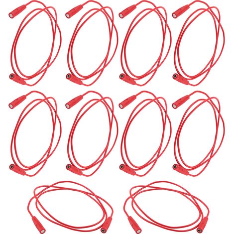 Jeu de 10 connecteurs banane femelle-femelle 4mm, câble de test 0,75mm², rallonge de mesure rouge J.70029 (1/5)
