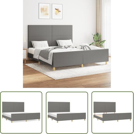 The Living Store Bettgestell ohne Matratze Dunkelgrau 160x200 cm Stoff - Bettsofa - Doppelbett - Boxspringbetten - Lattenrost - Schlafzimmermöbel (1/5)