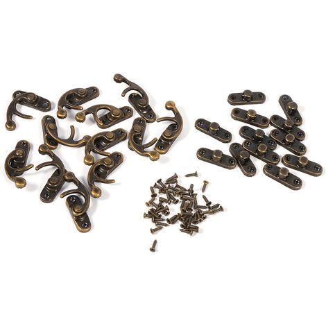 12X Fermoir à loquet décoratif antique pour boîte à bijoux ou à vin en bois avec vis