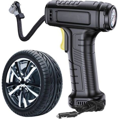 Pompe de pneu Pompe de voiture Inflateur de pneu 12V DC Pompe de pneu de voiture filaire gonflage rapide gonflable avec lumière & Détection de pression des pneus, pompe à air d'arrêt automatiq