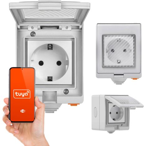 Enchufe inteligente de superficie para exteriores con WiFi Tuya IP55 16A 230V (medición) (1/5)