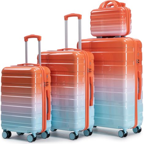 Ensemble boîtier PC spinner 14" / 20" / 28 », poignées latérales serrure + sac cosmétique rouge (1/5)