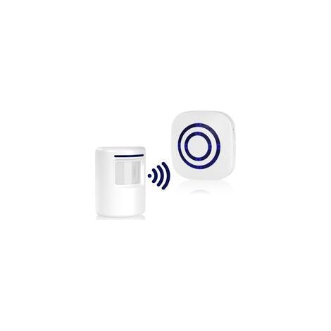 Detecteur de Mouvement Alarme avec 1 Récepteur et 1 Détecteur de Mouvement PIR, Alarme sans Fil PIR Set, Alarme de Passage sans Fil, Sonnette de Magasin avec 38 Mélodies au 3 Niveau volumes (1/5)