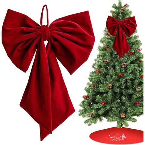 Grands nœuds de Velours de noël, décorations de d'arbre de noël nœuds en ruban Nœuds en velours pour arbre de noël, pour fête, intérieur, extérieur, porte d'entrée, mariage