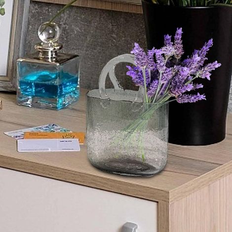 Glas Geldbörse Vase Hand Geldbörse Vase mit Fischschale Einzigartige Blumenvase für Hochzeit, Geburtstag, Haus, Garten Dekor