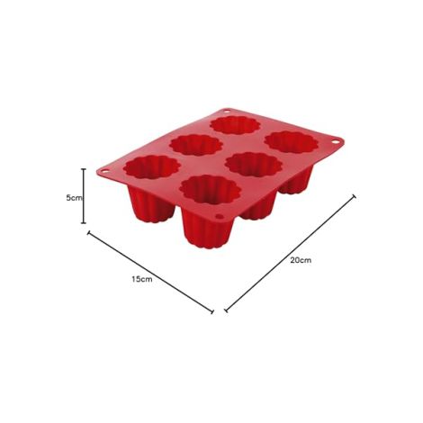 Crealys 513012 Moule a Canneles Silicone Rouge