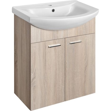 ZOJA Meuble sous-vasque 61,5x74x32,5cm, chêne platiné, 2x porte (1/5)