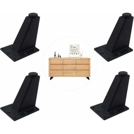 4 Pièces Pieds Réglables Meubles Jambes , Pieds Meubles Alliage d'Aluminium, Noir (1/4)