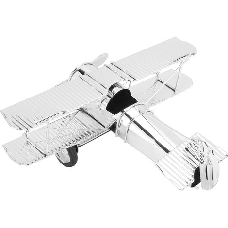 Metal Airplane Decoration Middle Size Iron Airplane Desktop Decoration for Home and Office 7111U-1302 Silver Plated (1/5)