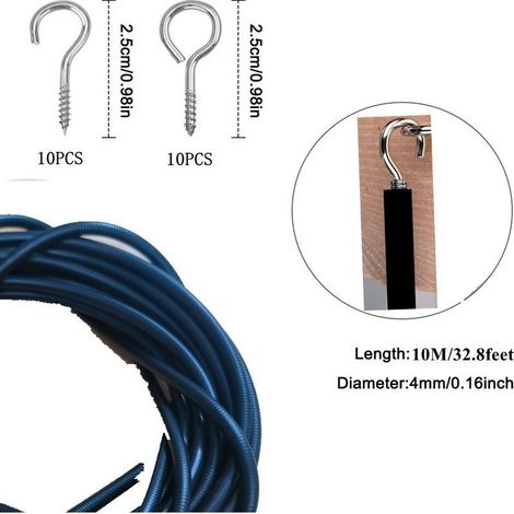 Curtain accessory set: 10 meters black spring cord, 10 eyelets, 10 question mark hooks, 10 hooks and 6 other hooks. (1/5)