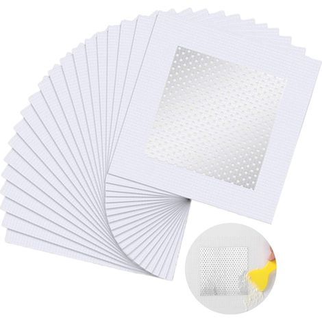 Patch de Réparation de Mur Kit de Réparation Murale 20 Pièces Patch Auto Adhésive Mural Patch de Réparation de Mur en Aluminium Patchs pour Réparation Murs et Trou au Plafond Endommagés 10cm x 10cm (1/5)