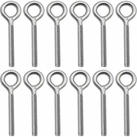 Lot de 12 boulons à œil en acier inoxydable 304 avec vis de fixation pour balançoire d'extérieur - M8 (1/5)
