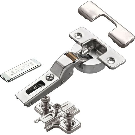 2 x Salice Topfband Serie 700 mit Dämpfer im Topf 110° Bohrbild T45 Mittelanschlag inkl. Kreuz-Montageplatte Höhe 6 mm mit Euroschrauben, Langlochverstellung, Abdeckkappen Möbelscharnier von SOTECH (1/5)