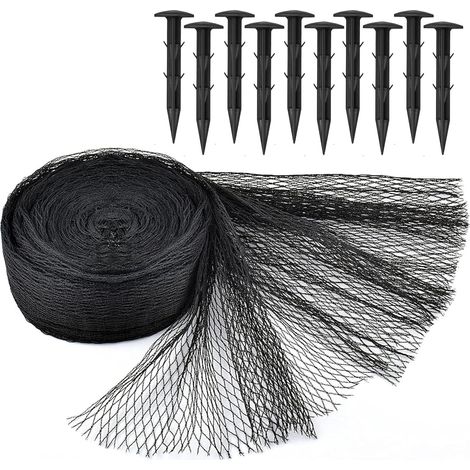 Kit de filet pour bassin à koï - 4,5 x 6 m - Noir - Maille fine tissée pour feuilles - Protège les poissons koï des hérons bleus - Protection UV - Réutilisable et piquets inclus