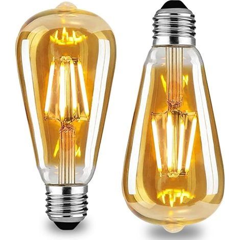 Ampoule LED vintage Edison, ampoule à vis Edison E27 4W 2200K rétro style antique ampoules LED, lampe à vis Edison en verre ambré, protection des yeux, 2 pièces (1/5)