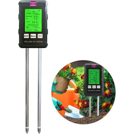 Testeur de sol numérique 6 en 1 : pH, température, humidité et fertilité du sol pour l’agriculture et le jardinage (1/4)