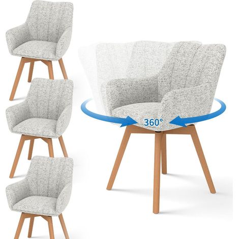 4er Set Esszimmerstühle drehbar 360° mit Armlehne, Polsterstuhl Beige (1/5)