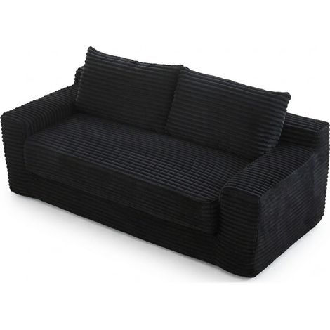 ELVMI Sofá cama 2 plazas con espuma viscoelástica, sin montaje, en tejido, Negro (1/4)