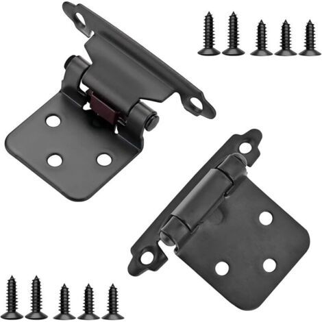 Kit de 2 charnières de placard semi-cachées 1/2" – Charnières automatiques pour portes d’armoire, finition noire élégante. (1/5)