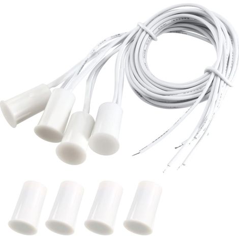 4pcs Capteur de Contact de Porte et fenêtre de sécurité Filaire encastré, Alarme, Interrupteur magnétique à Lames, Blanc RC-33 (1/4)