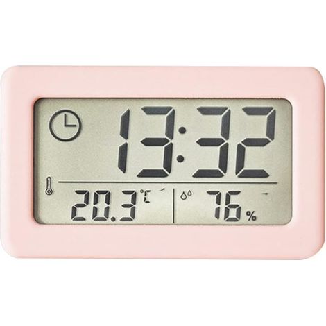 Thermomètre Hygromètre Numérique, Horloge LCD avec Grand Écran 12/24 Heures Suspendu et Debout Batterie Mince pour Chambre à Coucher Accueil (1/5)