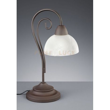 COUNTRY LAMPADA DA TAVOLO ANTICATA CURVA+VETRO H 40CM 1 LUCE ATTACCO E14
