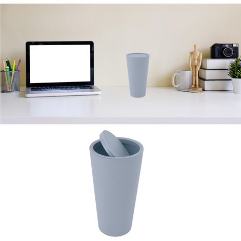 Mini poubelle de bureau avec couvercle rotatif, bleu clair. (1/5)