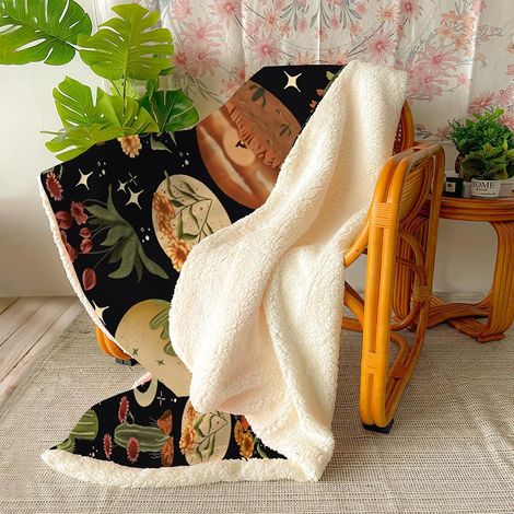 3D Blankets and Throws Thick Soft Plush Microfiber Duvet Bedding Blanket Sofa Camping Travel Warm Bed Sheet Adult Child (Black Cactus, 150x100cm) (1/5)