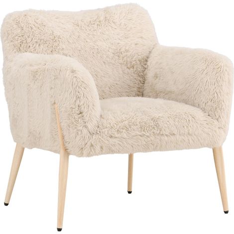 Fauteuil Imitation Fourrure "Zenzi" 78cm Beige (1/5)