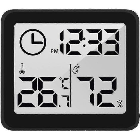 Automatisches elektronisches Temperatur- und Feuchtigkeitsmessgerät mit Thermometer und Hygrometer-Black