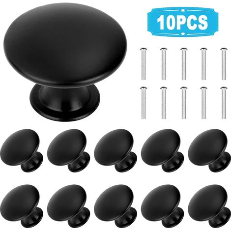 Lot de 10 boutons de porte de placard ronds modernes en nickel satiné brossé (1/5)