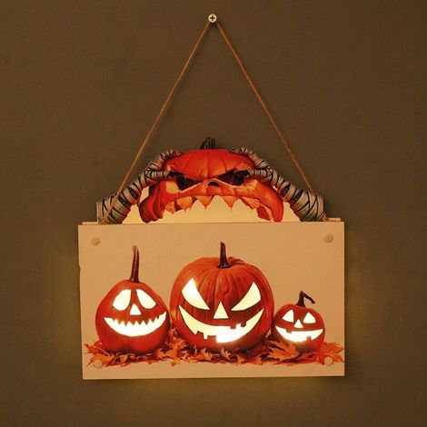 Halloween horreur fantôme fantôme numéro de maison en bois suspendu accessoires de décoration citrouille lanterne (citrouille) (1/3)