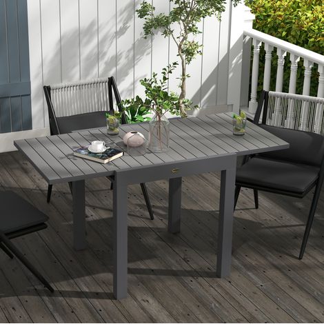 Gartentisch 81/162x80x75 cm grau Aluminium ausziehbar für 6 Personen (1/5)