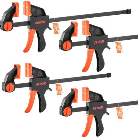 Serre-Joints à Libération Rapide Ouverture de la Mâchoire 2PCs 30,48 cm 2PCs 15,24 cm, Pince Écarteur à Une Main Capacité Max. 70 kg, Pince en F en Plastique et Acier, pour Menuisier Métallurgie (1/5)