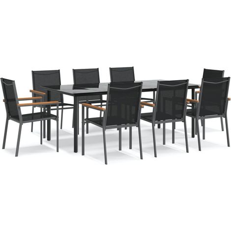 Maison Exclusive - Set da Pranzo da Giardino 9 pz Nero in Textilene e Acciaio