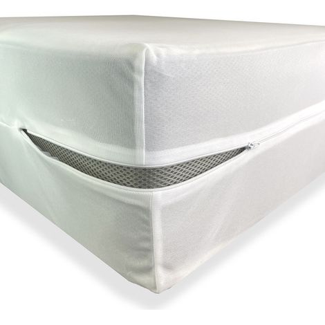 OSE – Housse de matelas 140x190 cm – Protection 100% polyester – Bonnet extensible jusqu'à 30 cm – Double maille avec zip