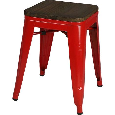 Tabouret en bois et métal design vintage LIV (1/3)
