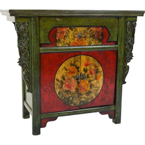 Recibidor de madera verde 91x40x80