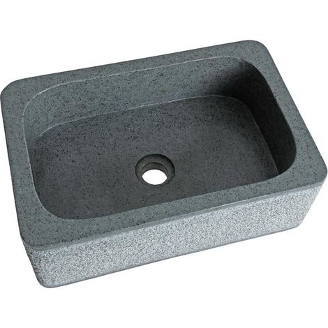 Waschbecken Naturstein Basalt ca. 45x30x15 cm Waschtisch Waschschale Becken Grau