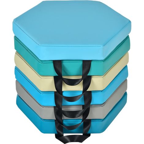 COSTWAY 6 Cuscini Esagonali per Bambini con Maniglie, Imbottitura in Schiuma di 5 cm, Sedili Portatili e Flessibili per Asilo Nido, 38 x 34 cm (Morandi) (1/5)