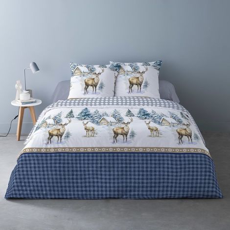 Housse de couette 240x220 + 2 taies flanelle 100% coton