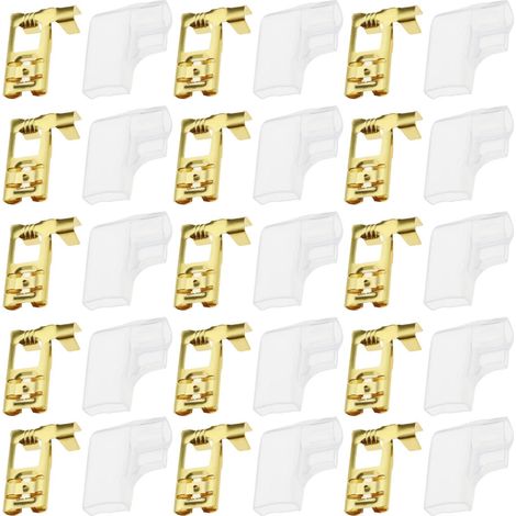 Lot de 50 connecteurs à sertir 6,3 mm - Fiche plate coudée à 90° - Avec 50 manchons isolants pour interrupteur d'appareil quad, vélo, scooter, bateau, appareils ménagers (1/5)