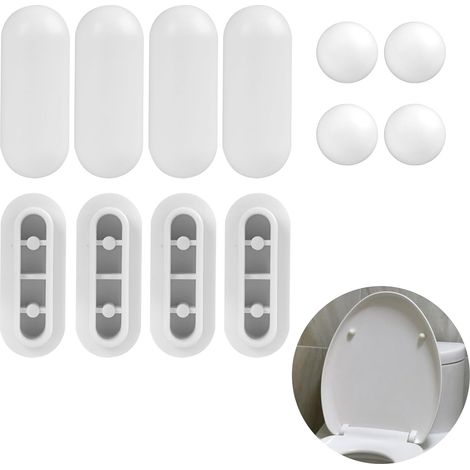 Ensemble De 12 Tampons De Siège De Toilette, Stabilisateurs Et Protecteurs Universels Pour Sièges Ronds Et Allongés, Toilettes À Deux Pièces Pour La Maison, Le Bureau, L'Hôtel (Blanc) (1/5)