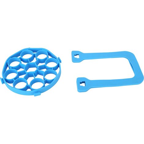 Lot de 2 coussins de cuisson vapeur en silicone bleu, 9 alvéoles pour œufs, tapis isolant antidérapant pour cocotte-minute, lanière résistante à la chaleur (1/5)
