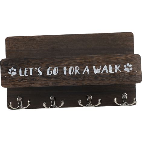 Porte Clés Mural Bois Décoratif Chien Laisse – Avec Étagère Sacs Collier Animaux Friandises Jouets Courrier, Marron (1/4)