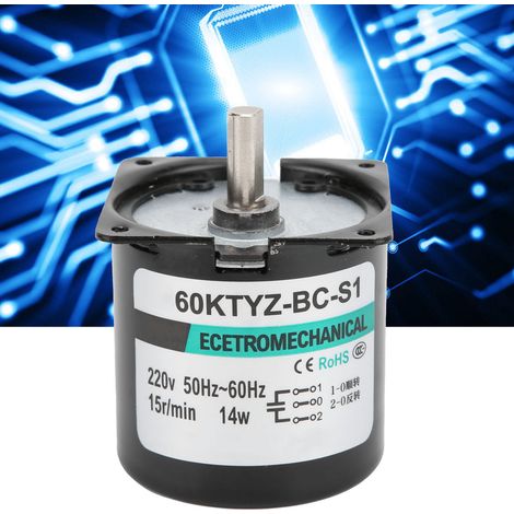 Moteur synchrone à courant alternatif XD60KTYZ+ avec support, 14 W, à aimant permanent, à faible vitesse, bidirectionnel, à couple élevé et arbre excentrique, 15 tr/min, 220 V CA. (1/5)